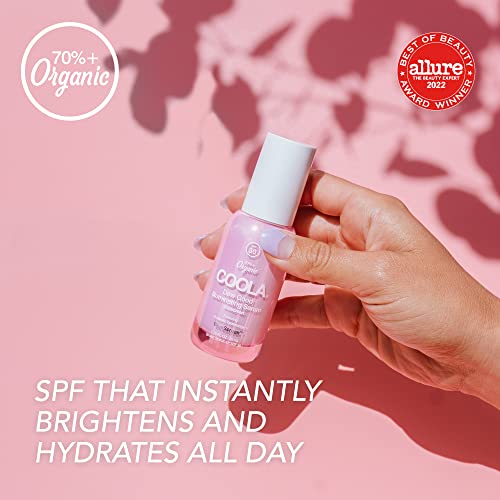 COOLA Organic Dew Good Illuminating Probiotic Serum with SPF 30, Dermatologist Tested Sunscreen with Plant-Derived BlueScreen Digital De-Stress Technology, 1.15 Fl Oz