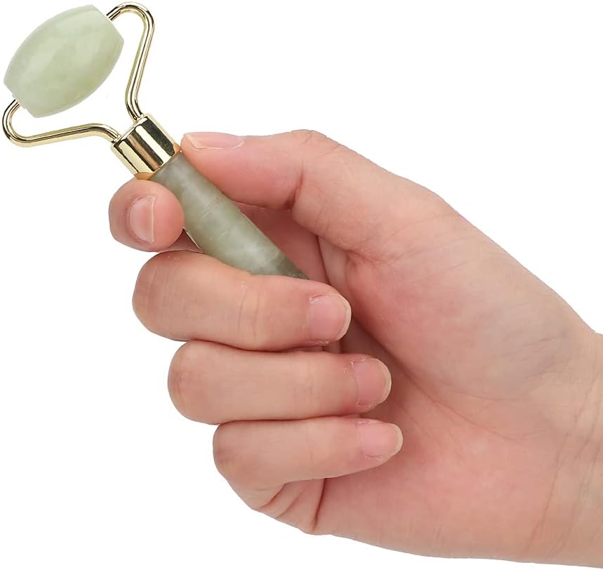 Jade Stone Facial Roller, 3.3x1.6in Face Massager, Face Massage Roller, Facial Massager Roller, Mini Handheld Multifunctional Skin Tightening Facial Massager Tool for Face Beauty Face Lifting