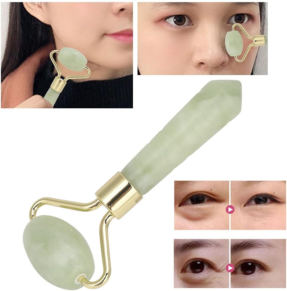 Jade Stone Facial Roller, 3.3x1.6in Face Massager, Face Massage Roller, Facial Massager Roller, Mini Handheld Multifunctional Skin Tightening Facial Massager Tool for Face Beauty Face Lifting