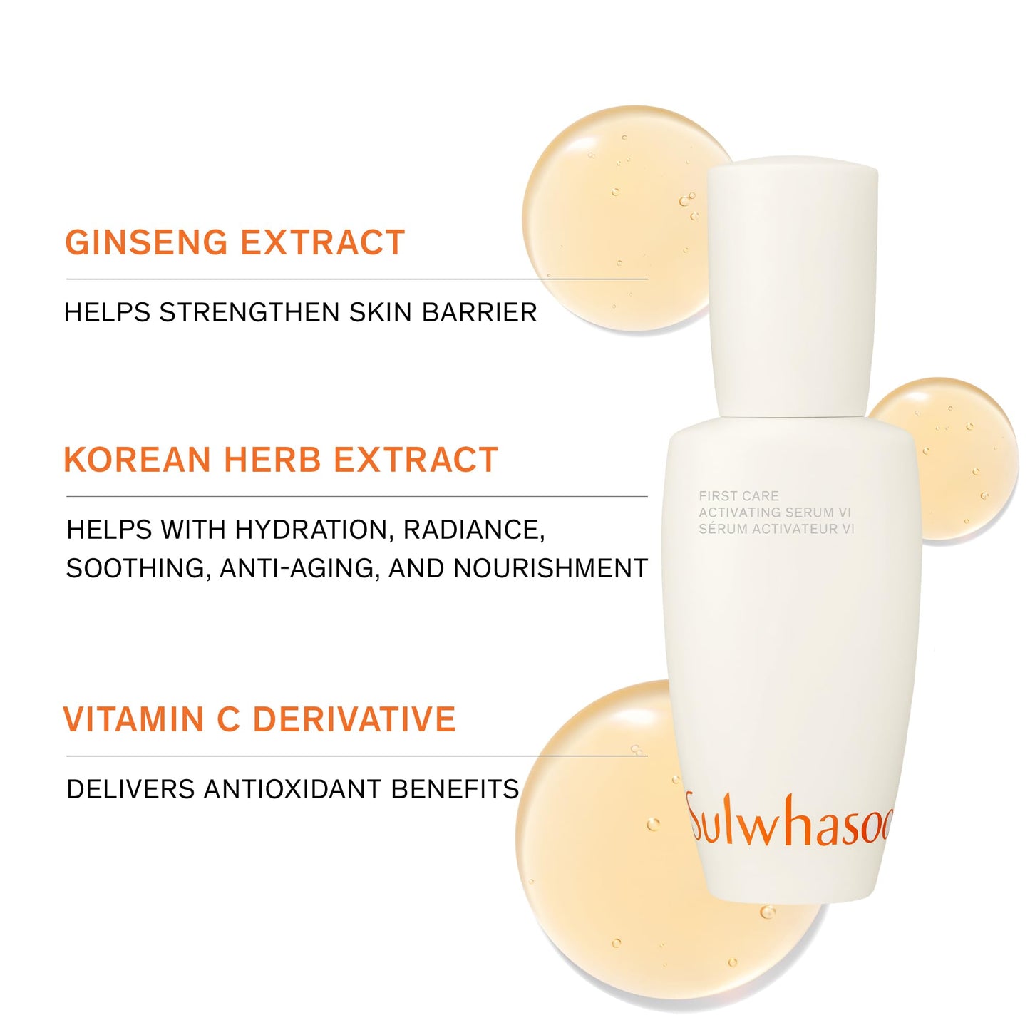 Sulwhasoo First Care Activating Serum - Skin Barrier Strengthening Anti-Aging Face Serum, Visibly Plumps & Hydrates, Reduces Visible Fine Line & Wrinkles, Vitamin C, Korean Skincare
