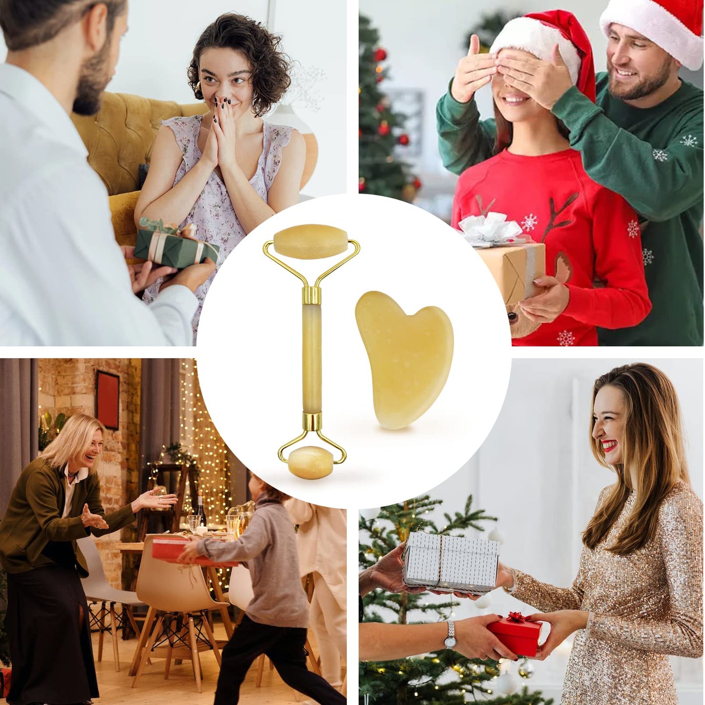 Jade Roller for Face Care, Yellow Guasha Tool for Face, Face Roller Skin Care to Reduce Wrinkles and Lifting