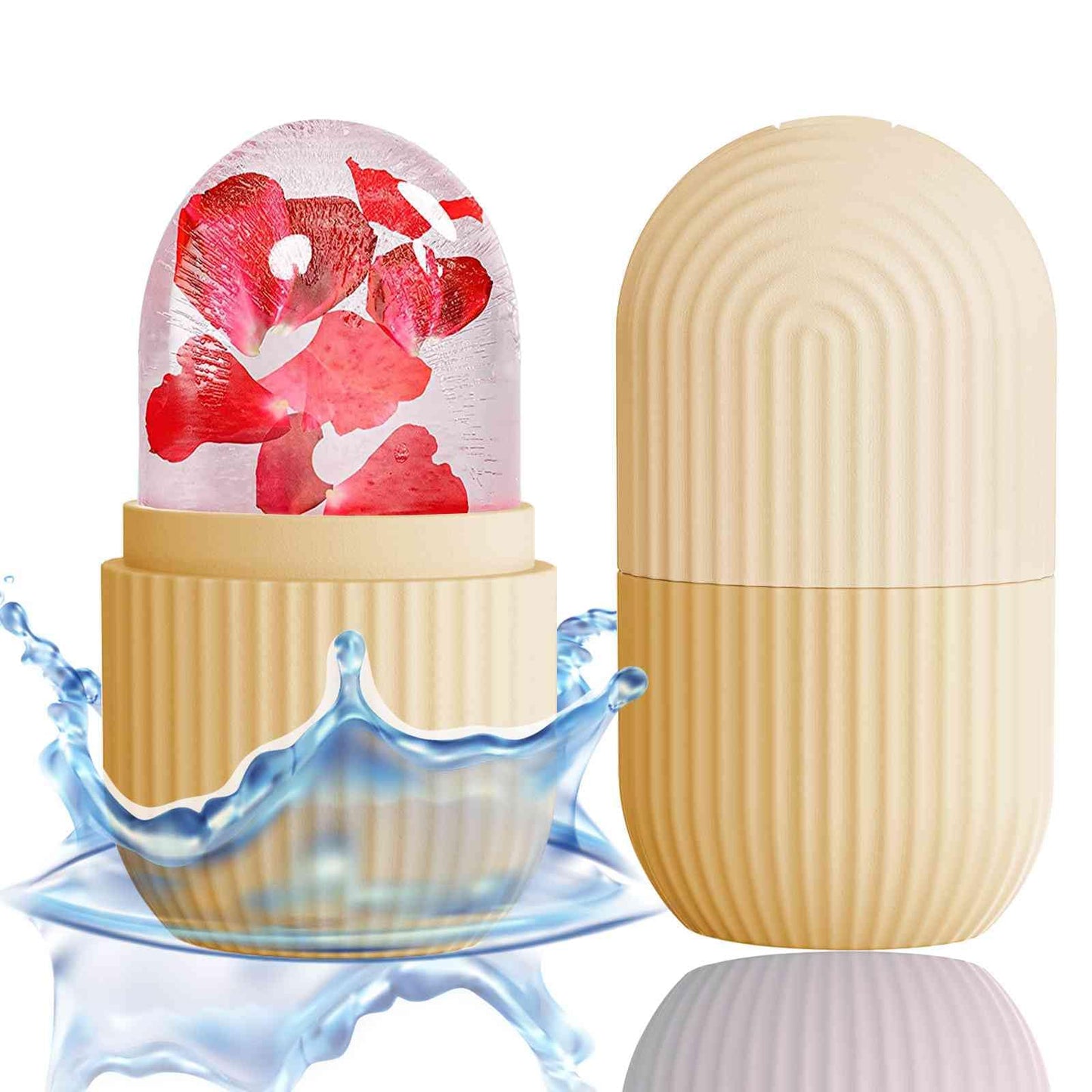 XHJRI Ice Cube Roller Massager for Face, Eyes and Neck Naturally Conditioning and Skin Care,De-Puff Eye Bags,Reduce Migraine Pain,Reusable Massage Silicone Ice Mold (Pink)