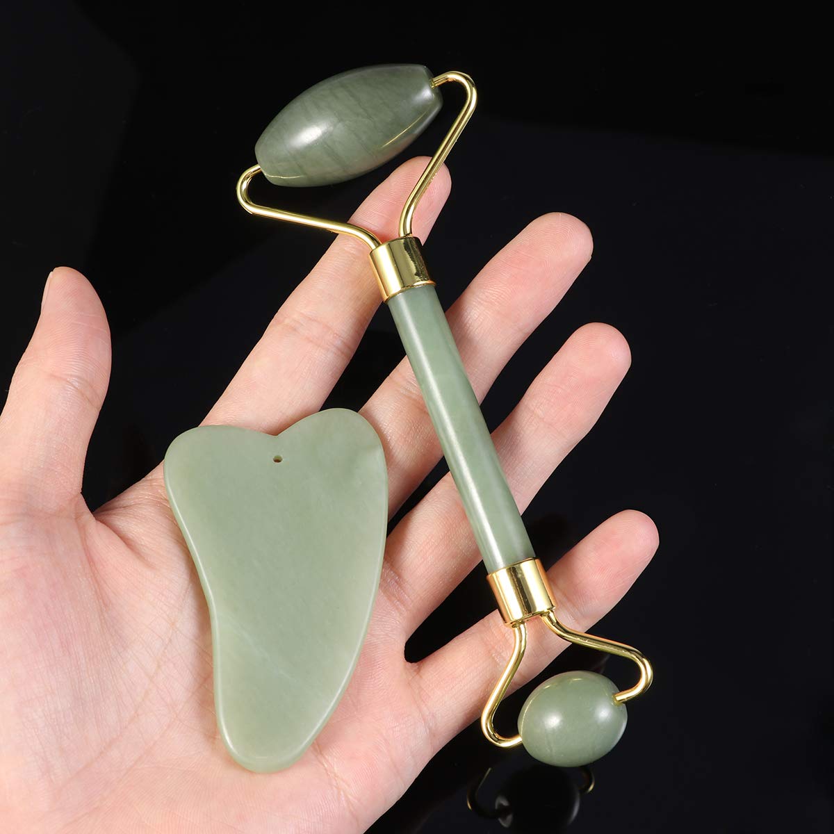 rosenice Gua Sha Facial Tools Guasha Tool Gua Sha Jade Stone Manual Massage Sticks for Jawline Sculpting and Puffiness Reducing for Face Body Relieve Muscle Tensions Reduce Festive Gifts