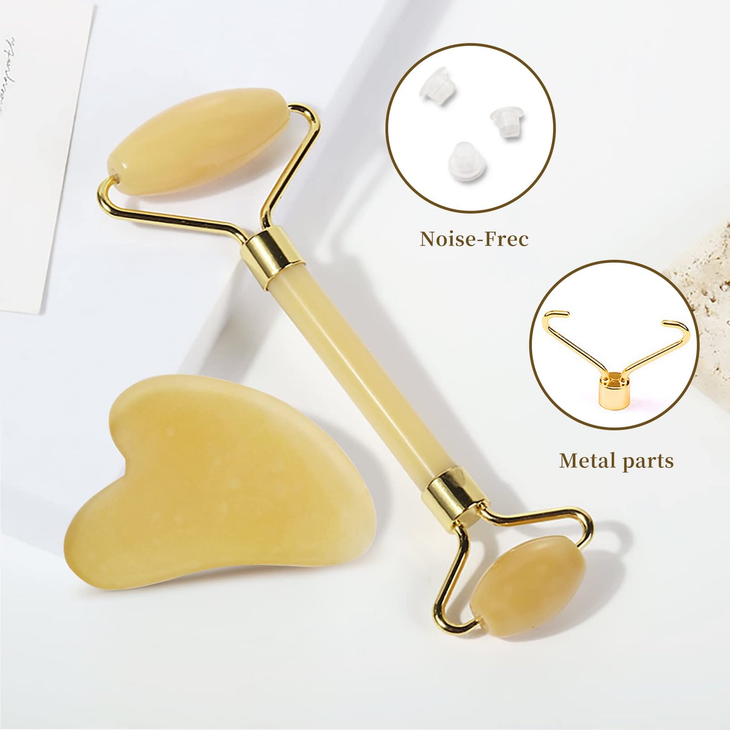 Jade Roller for Face Care, Yellow Guasha Tool for Face, Face Roller Skin Care to Reduce Wrinkles and Lifting