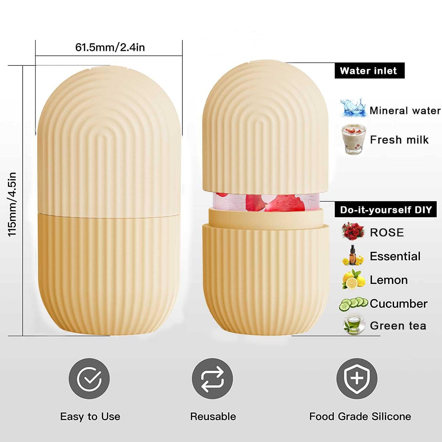 XHJRI Ice Cube Roller Massager for Face, Eyes and Neck Naturally Conditioning and Skin Care,De-Puff Eye Bags,Reduce Migraine Pain,Reusable Massage Silicone Ice Mold (Pink)