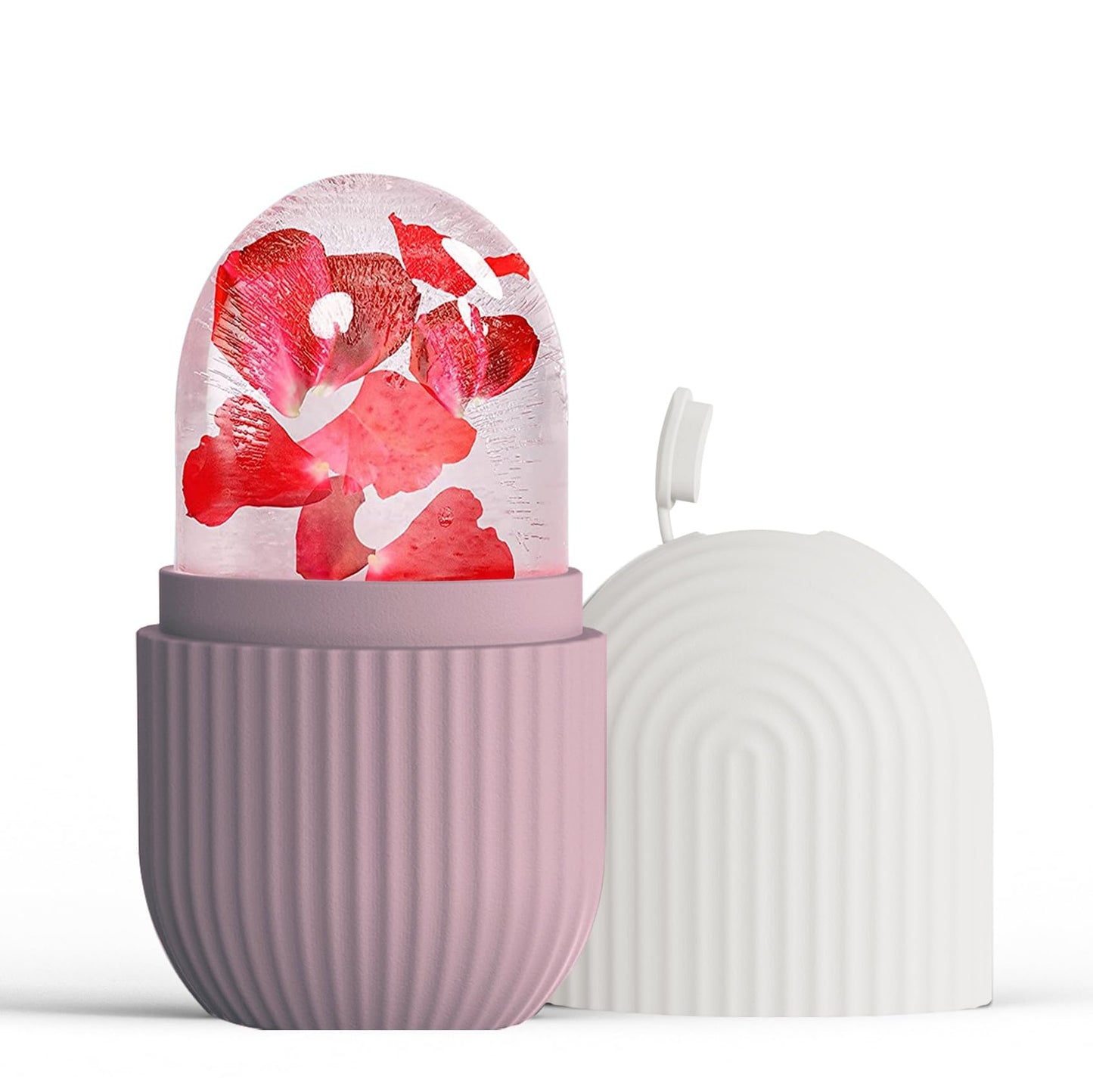 XHJRI Ice Cube Roller Massager for Face, Eyes and Neck Naturally Conditioning and Skin Care,De-Puff Eye Bags,Reduce Migraine Pain,Reusable Massage Silicone Ice Mold (Pink)