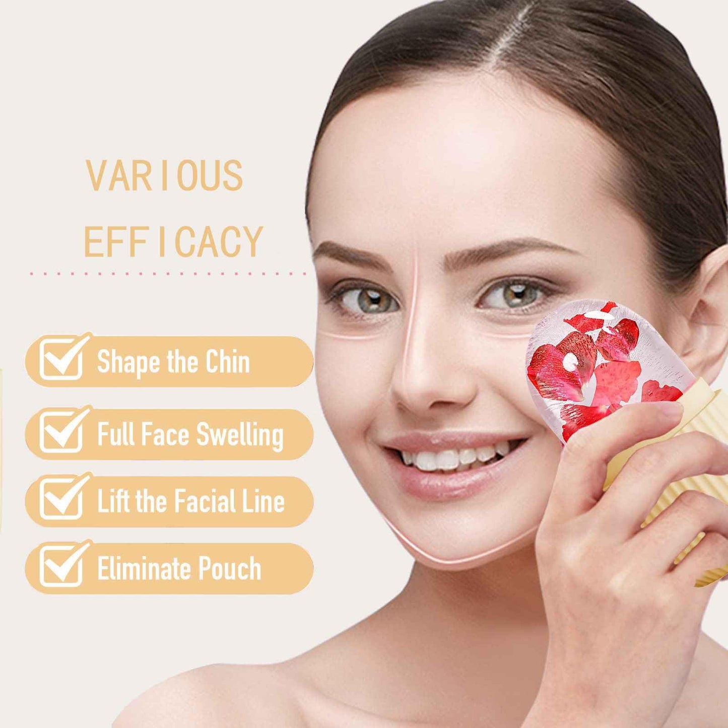 XHJRI Ice Cube Roller Massager for Face, Eyes and Neck Naturally Conditioning and Skin Care,De-Puff Eye Bags,Reduce Migraine Pain,Reusable Massage Silicone Ice Mold (Pink)