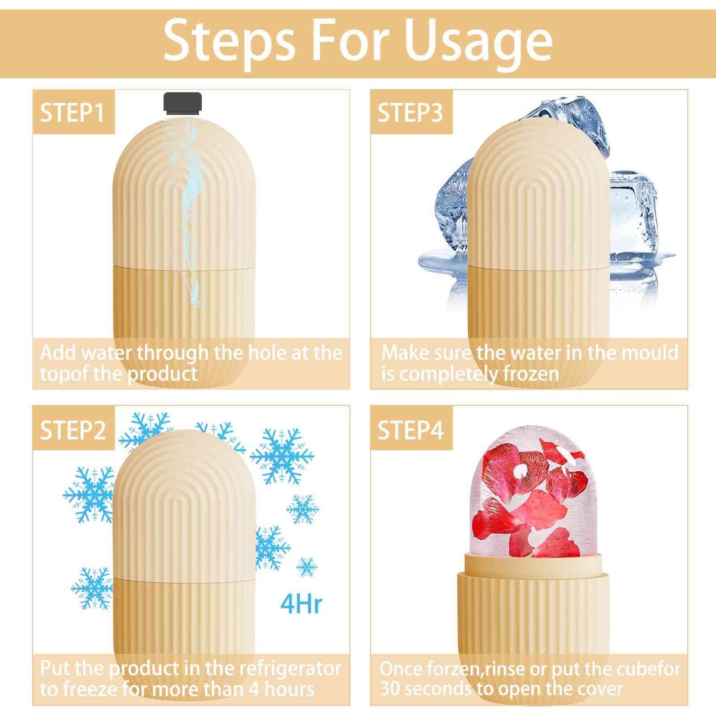 XHJRI Ice Cube Roller Massager for Face, Eyes and Neck Naturally Conditioning and Skin Care,De-Puff Eye Bags,Reduce Migraine Pain,Reusable Massage Silicone Ice Mold (Pink)