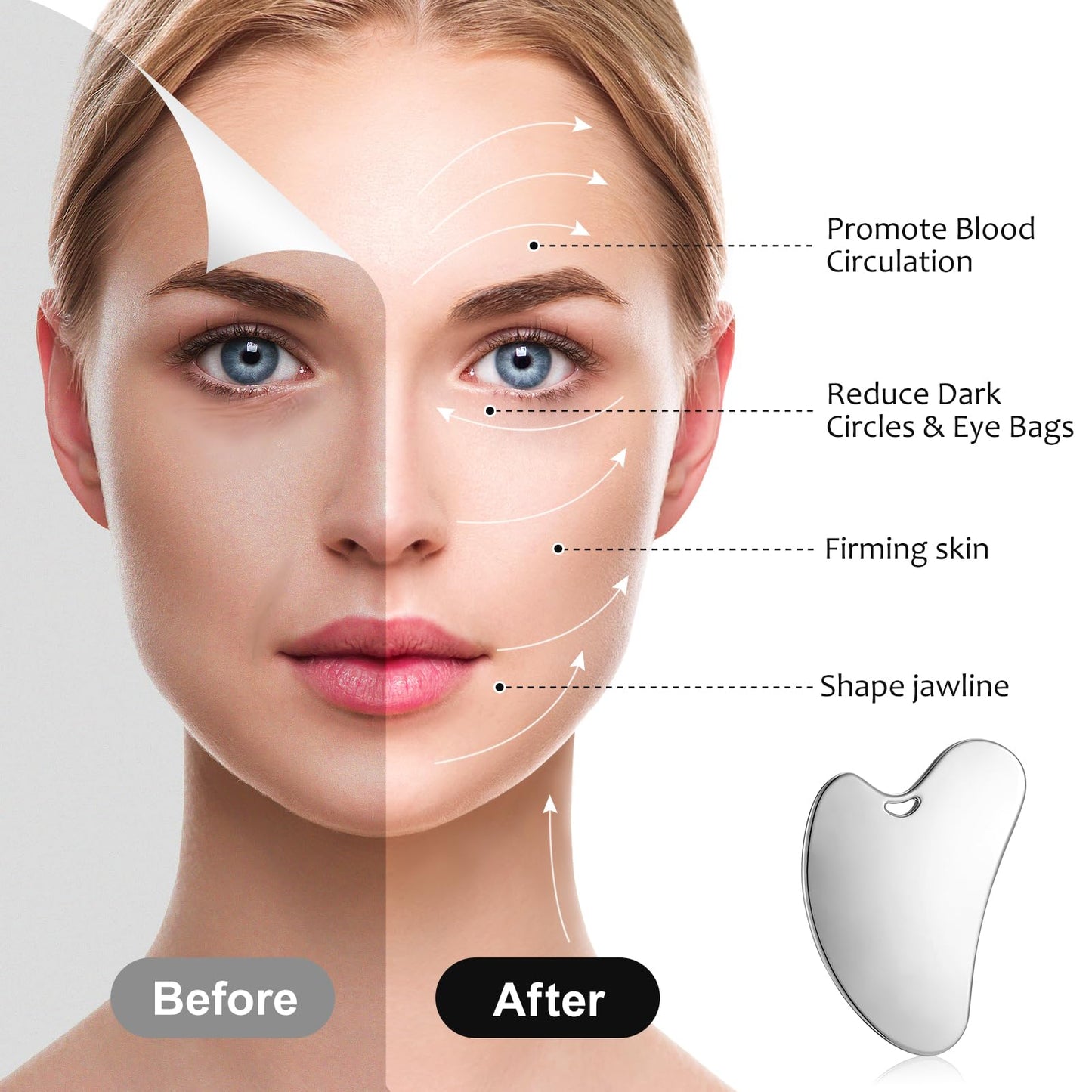 rosenice Gua Sha Facial Tools Guasha Tool Gua Sha Jade Stone Manual Massage Sticks for Jawline Sculpting and Puffiness Reducing for Face Body Relieve Muscle Tensions Reduce Festive Gifts