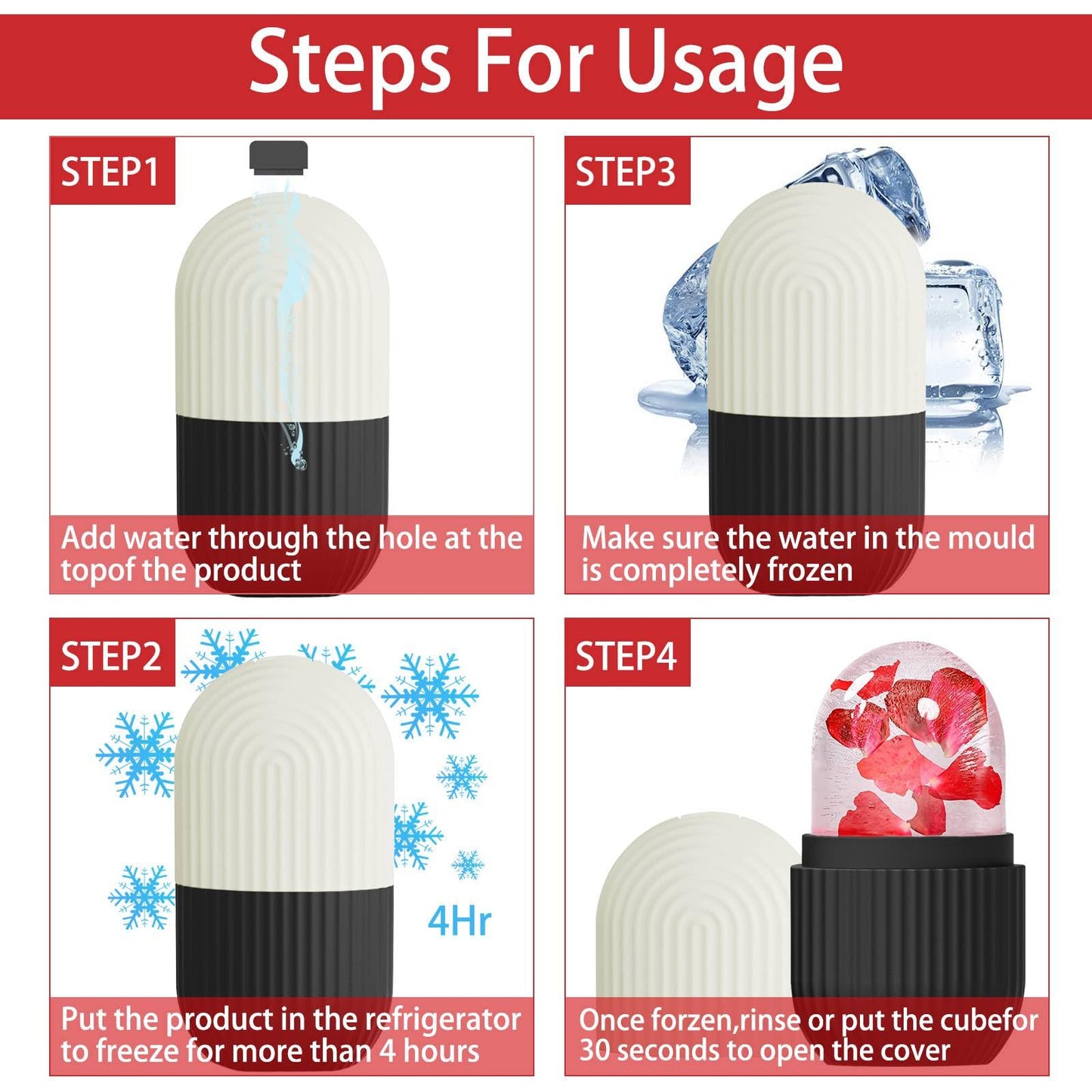 XHJRI Ice Cube Roller Massager for Face, Eyes and Neck Naturally Conditioning and Skin Care,De-Puff Eye Bags,Reduce Migraine Pain,Reusable Massage Silicone Ice Mold (Pink)