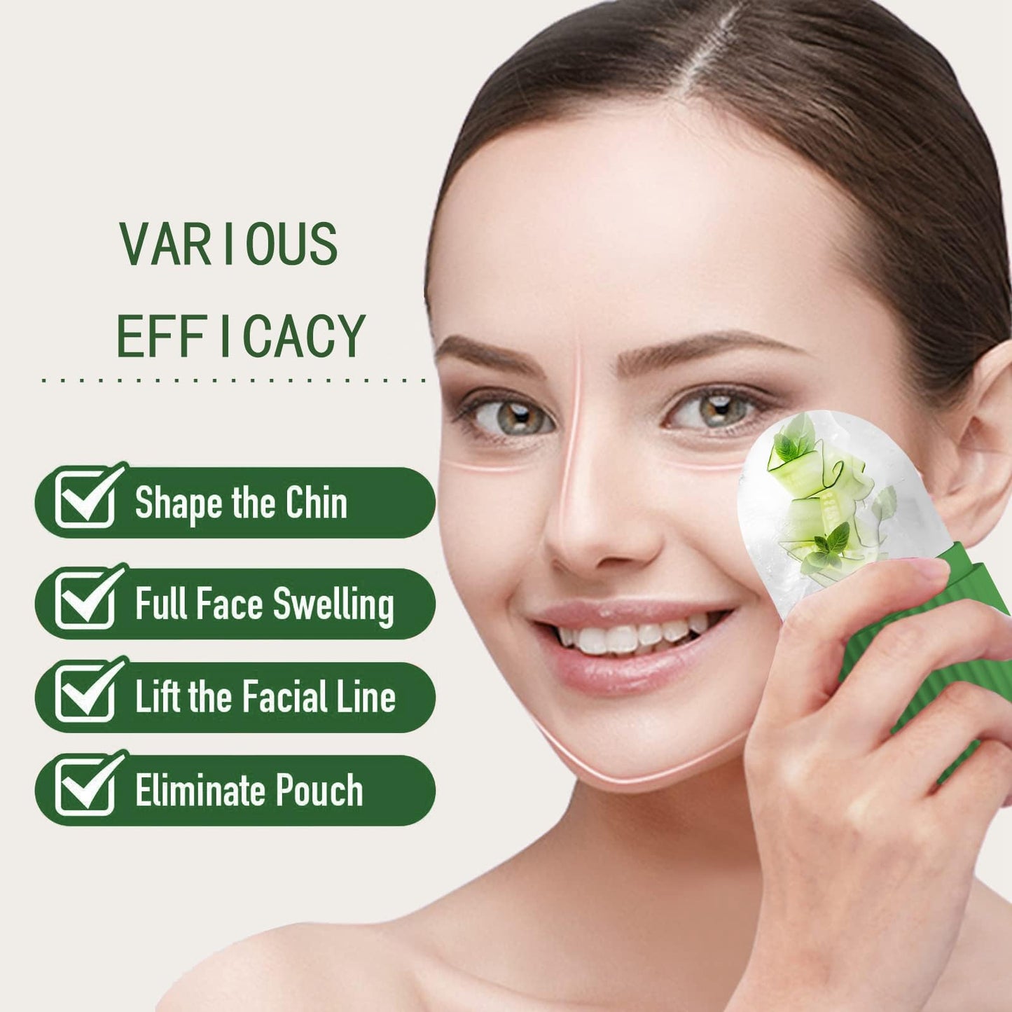 XHJRI Ice Cube Roller Massager for Face, Eyes and Neck Naturally Conditioning and Skin Care,De-Puff Eye Bags,Reduce Migraine Pain,Reusable Massage Silicone Ice Mold (Pink)