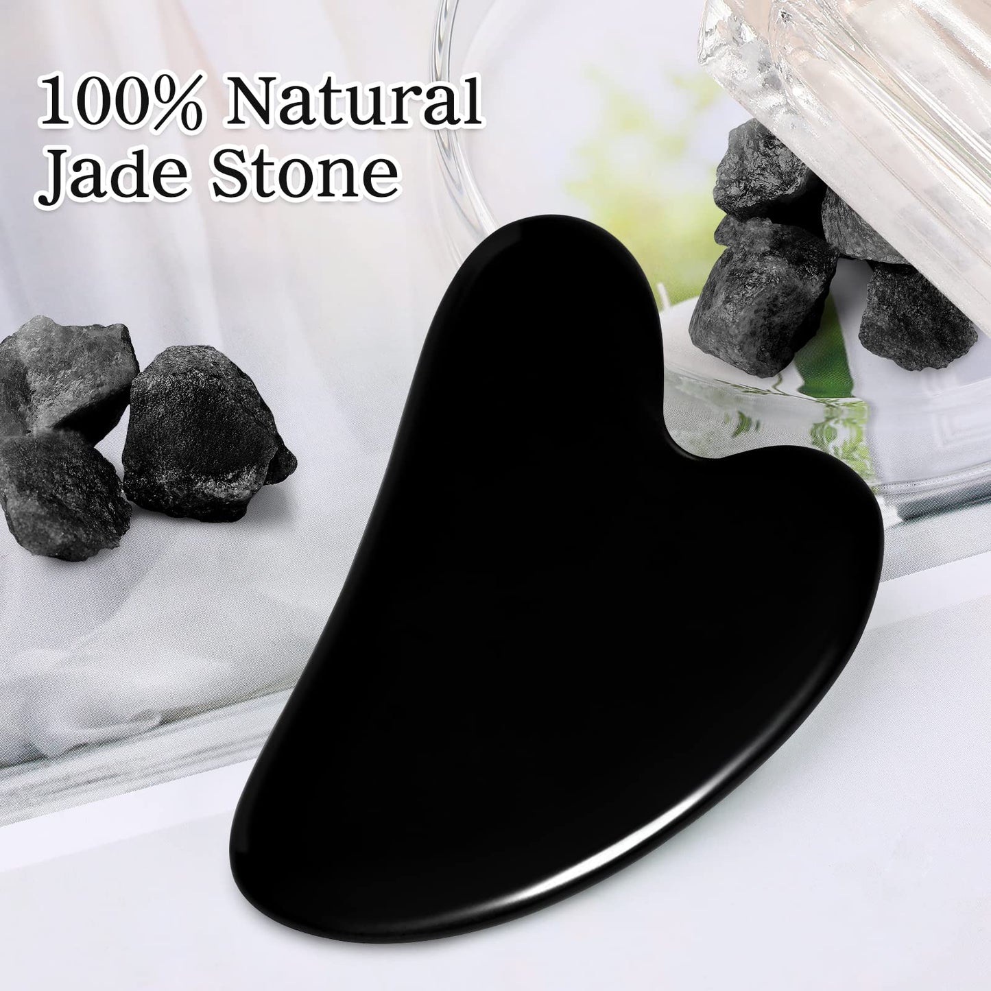 rosenice Gua Sha Facial Tools Guasha Tool Gua Sha Jade Stone Manual Massage Sticks for Jawline Sculpting and Puffiness Reducing for Face Body Relieve Muscle Tensions Reduce Festive Gifts