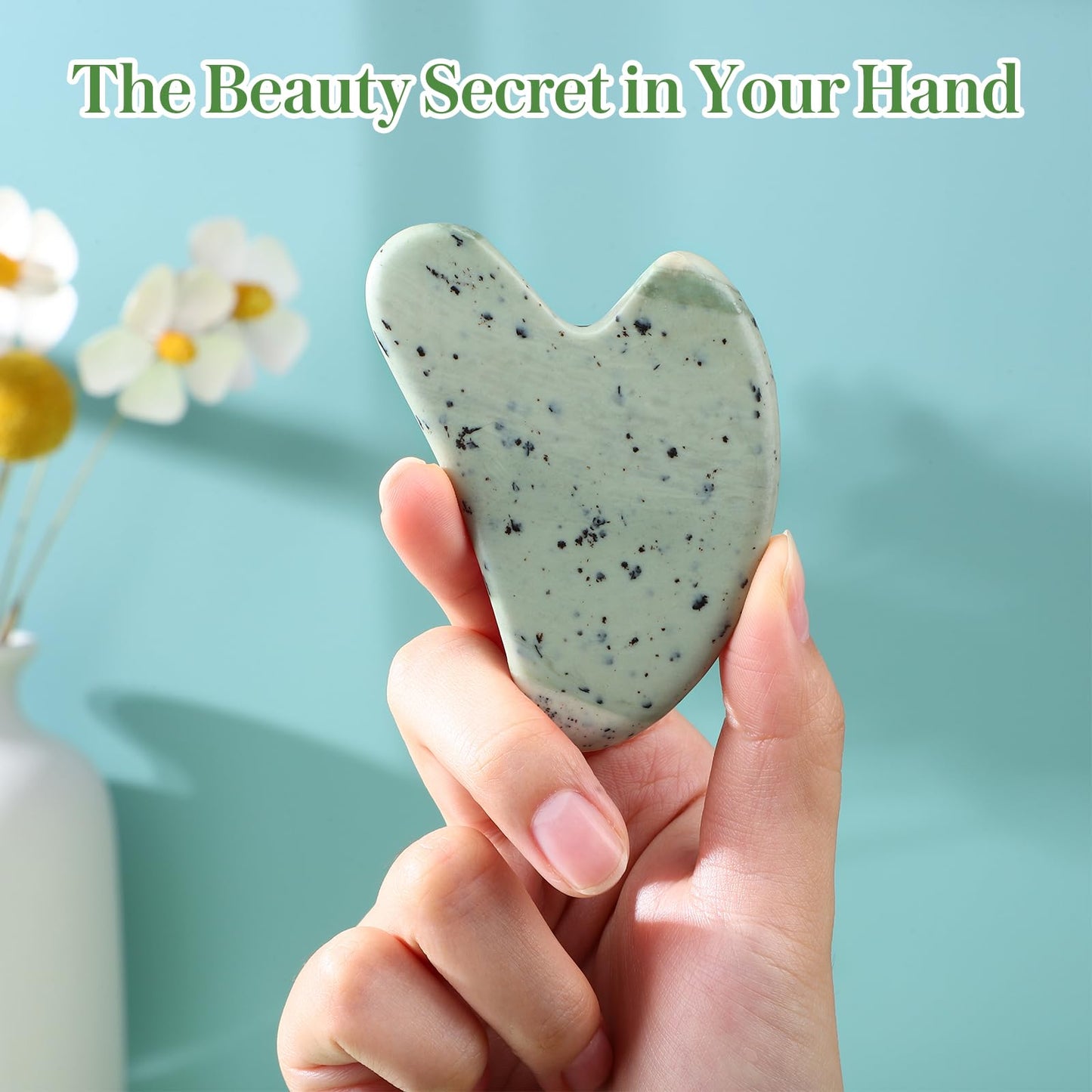 rosenice Gua Sha Facial Tools Guasha Tool Gua Sha Jade Stone Manual Massage Sticks for Jawline Sculpting and Puffiness Reducing for Face Body Relieve Muscle Tensions Reduce Festive Gifts