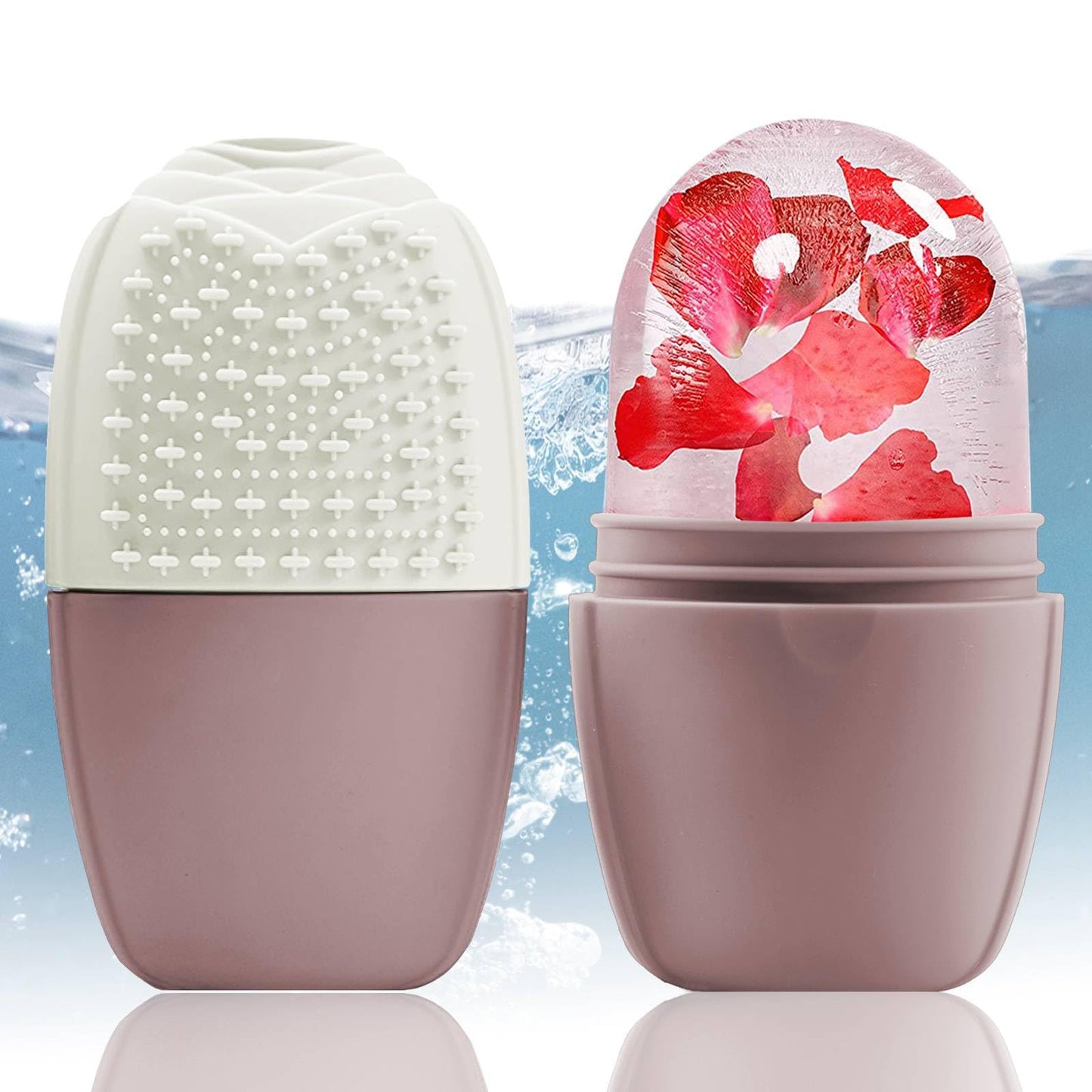 XHJRI Ice Cube Roller Massager for Face, Eyes and Neck Naturally Conditioning and Skin Care,De-Puff Eye Bags,Reduce Migraine Pain,Reusable Massage Silicone Ice Mold (Pink)