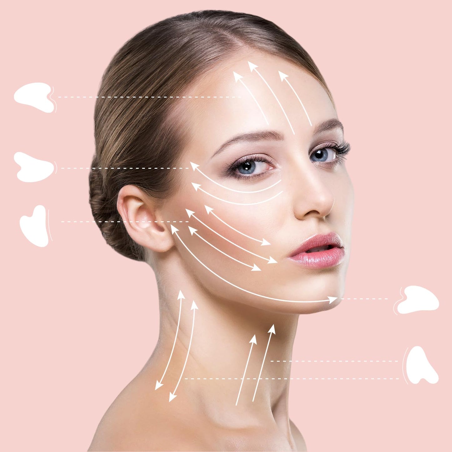 rosenice Gua Sha Facial Tools Guasha Tool Gua Sha Jade Stone Manual Massage Sticks for Jawline Sculpting and Puffiness Reducing for Face Body Relieve Muscle Tensions Reduce Festive Gifts