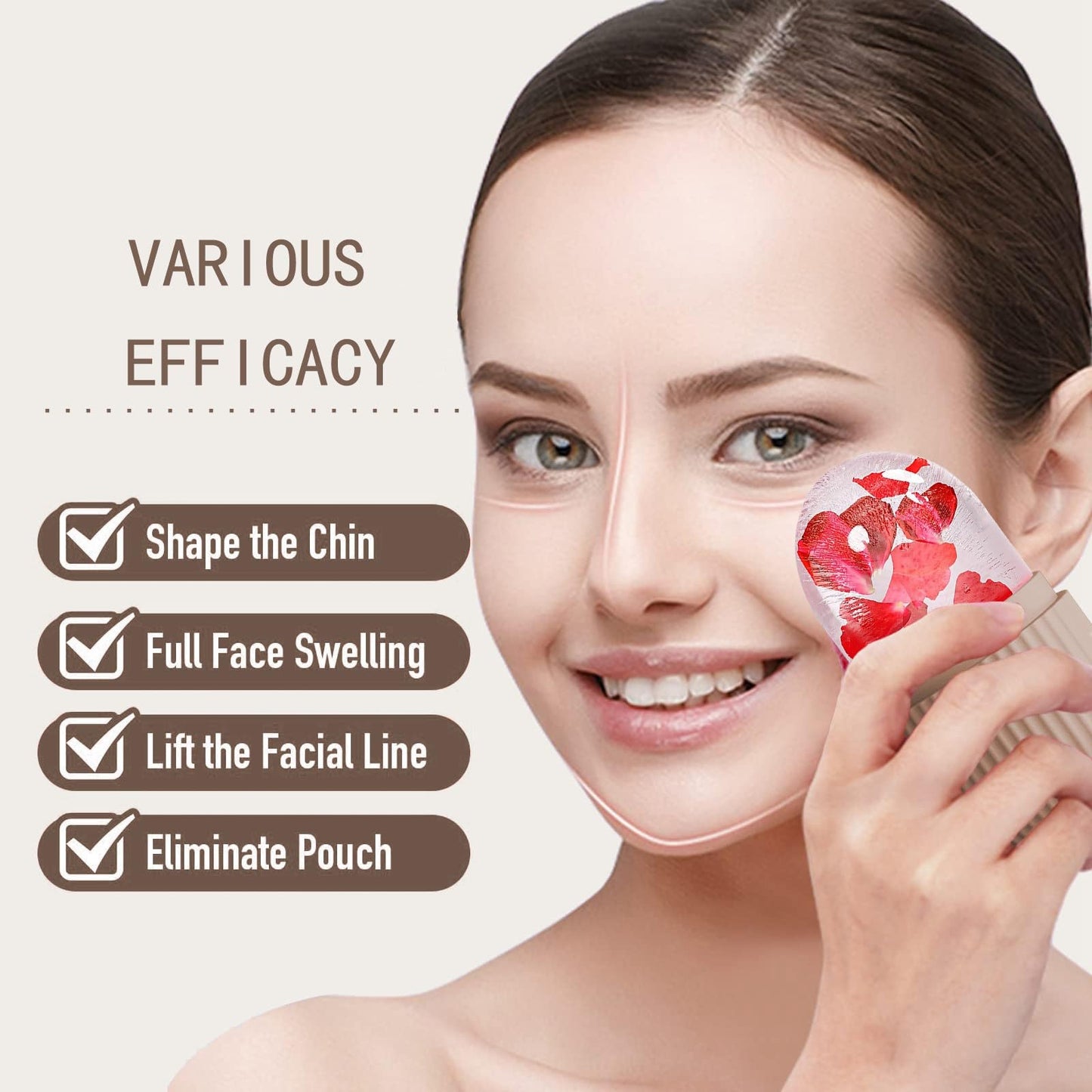 XHJRI Ice Cube Roller Massager for Face, Eyes and Neck Naturally Conditioning and Skin Care,De-Puff Eye Bags,Reduce Migraine Pain,Reusable Massage Silicone Ice Mold (Pink)