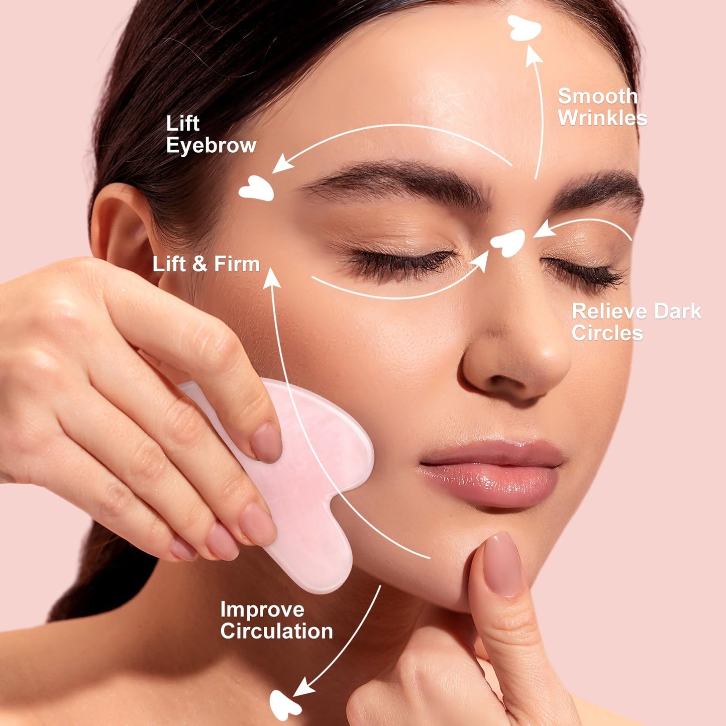 rosenice Gua Sha Facial Tools Guasha Tool Gua Sha Jade Stone Manual Massage Sticks for Jawline Sculpting and Puffiness Reducing for Face Body Relieve Muscle Tensions Reduce Festive Gifts