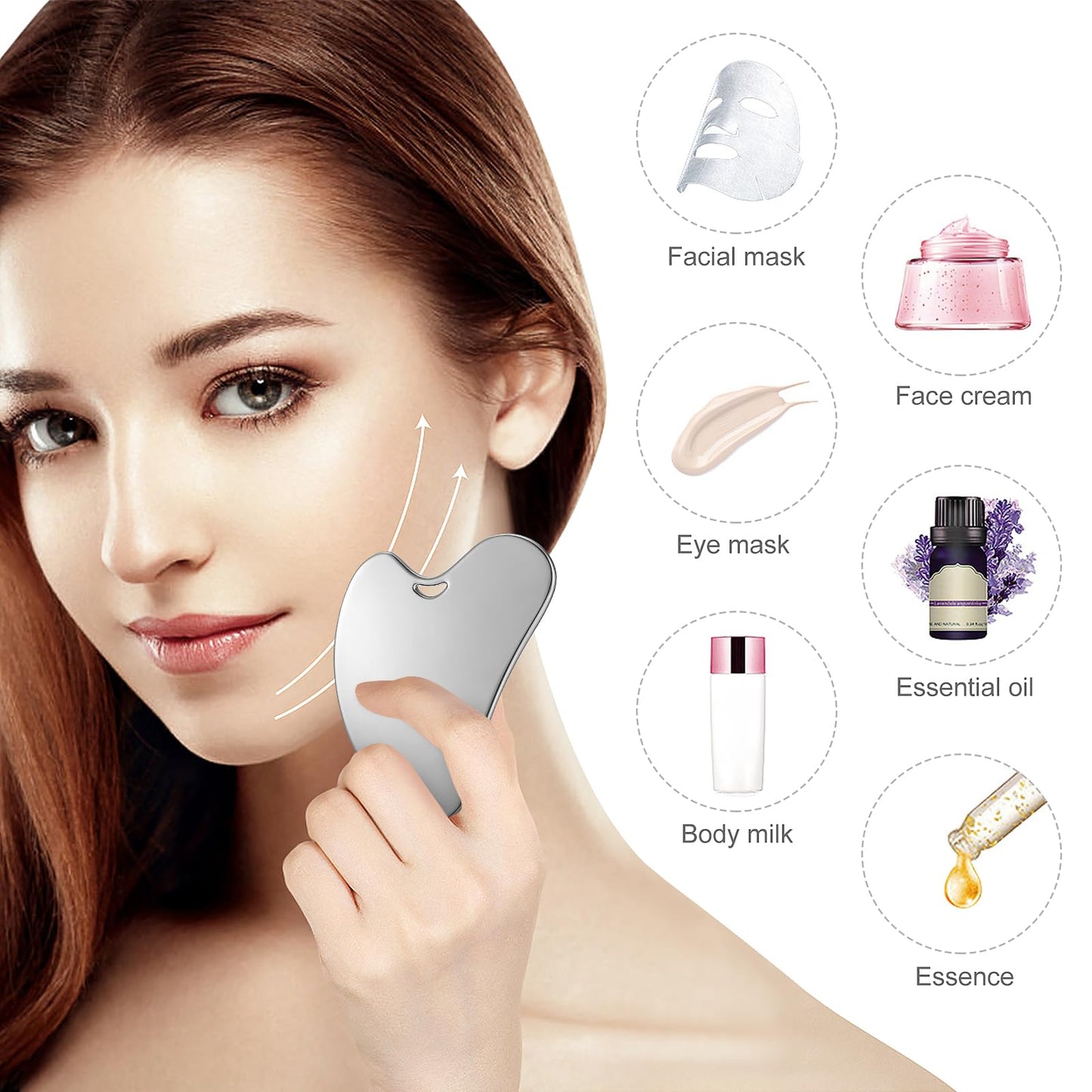 rosenice Gua Sha Facial Tools Guasha Tool Gua Sha Jade Stone Manual Massage Sticks for Jawline Sculpting and Puffiness Reducing for Face Body Relieve Muscle Tensions Reduce Festive Gifts