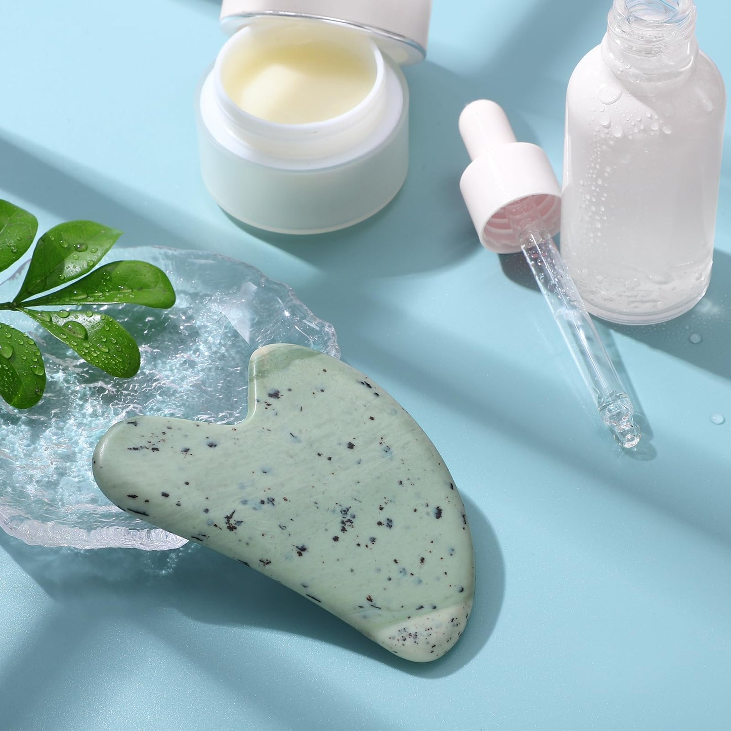 rosenice Gua Sha Facial Tools Guasha Tool Gua Sha Jade Stone Manual Massage Sticks for Jawline Sculpting and Puffiness Reducing for Face Body Relieve Muscle Tensions Reduce Festive Gifts