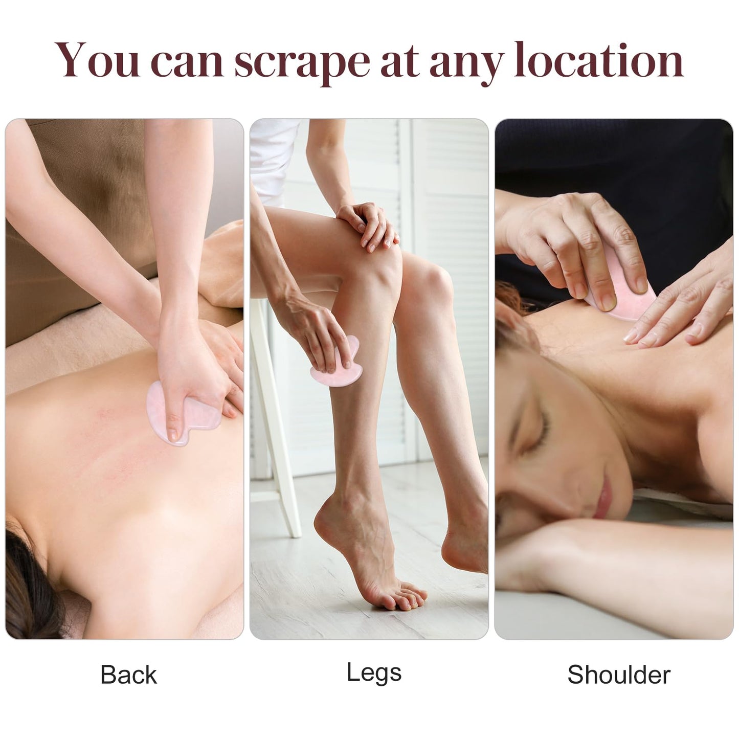 rosenice Gua Sha Facial Tools Guasha Tool Gua Sha Jade Stone Manual Massage Sticks for Jawline Sculpting and Puffiness Reducing for Face Body Relieve Muscle Tensions Reduce Festive Gifts