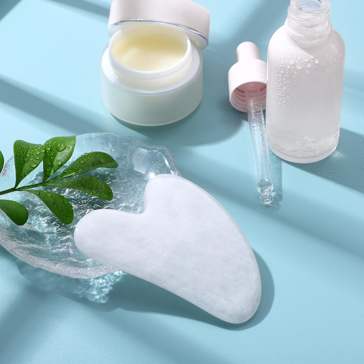 rosenice Gua Sha Facial Tools Guasha Tool Gua Sha Jade Stone Manual Massage Sticks for Jawline Sculpting and Puffiness Reducing for Face Body Relieve Muscle Tensions Reduce Festive Gifts