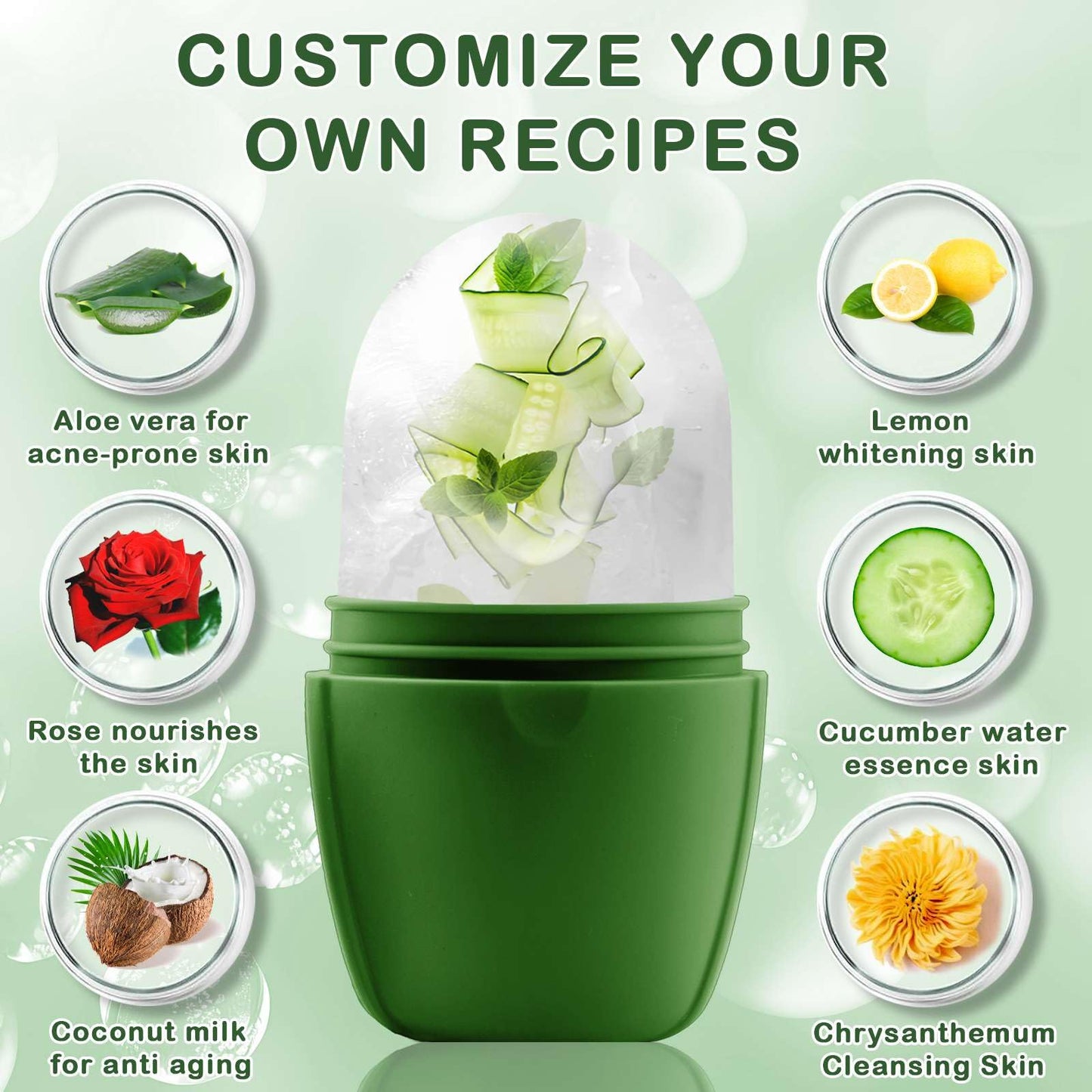 XHJRI Ice Cube Roller Massager for Face, Eyes and Neck Naturally Conditioning and Skin Care,De-Puff Eye Bags,Reduce Migraine Pain,Reusable Massage Silicone Ice Mold (Pink)