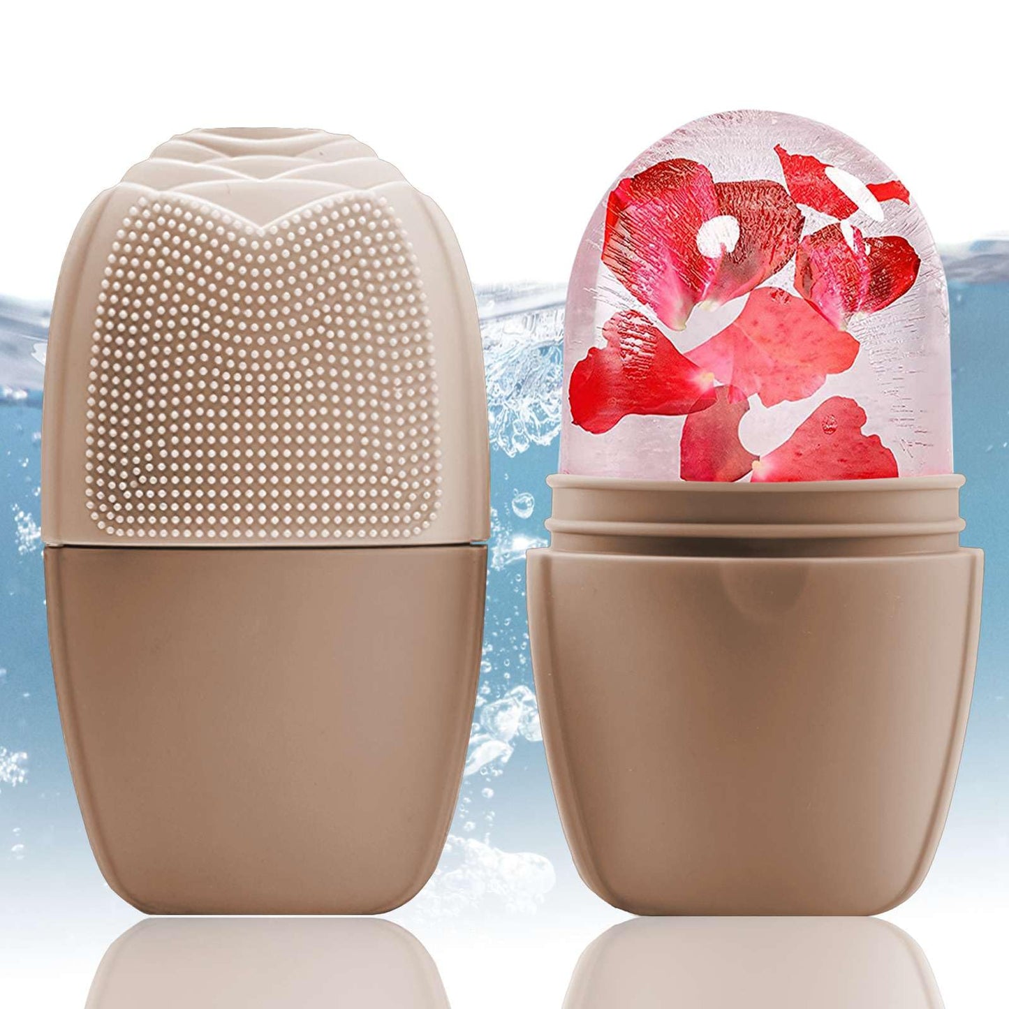 XHJRI Ice Cube Roller Massager for Face, Eyes and Neck Naturally Conditioning and Skin Care,De-Puff Eye Bags,Reduce Migraine Pain,Reusable Massage Silicone Ice Mold (Pink)