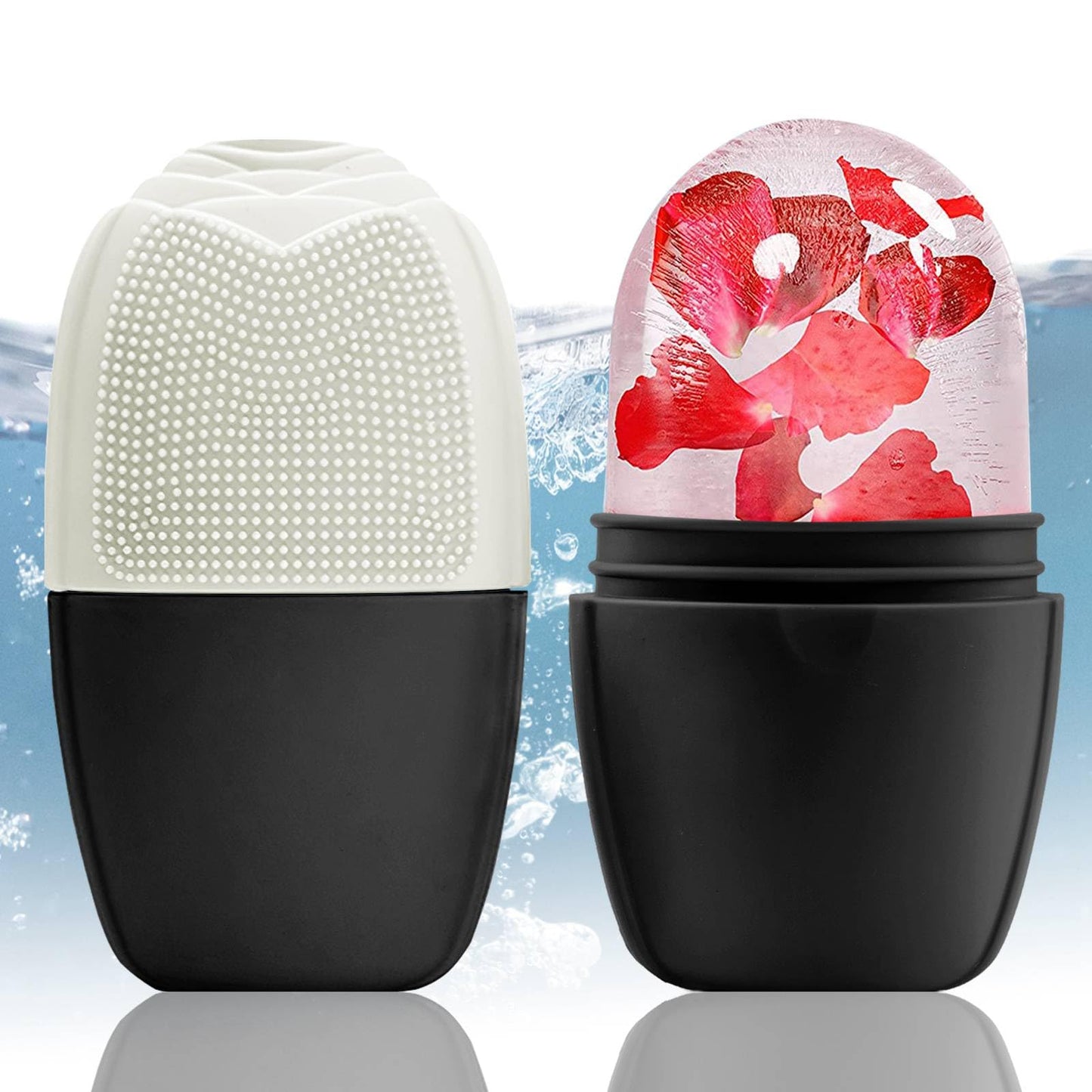 XHJRI Ice Cube Roller Massager for Face, Eyes and Neck Naturally Conditioning and Skin Care,De-Puff Eye Bags,Reduce Migraine Pain,Reusable Massage Silicone Ice Mold (Pink)