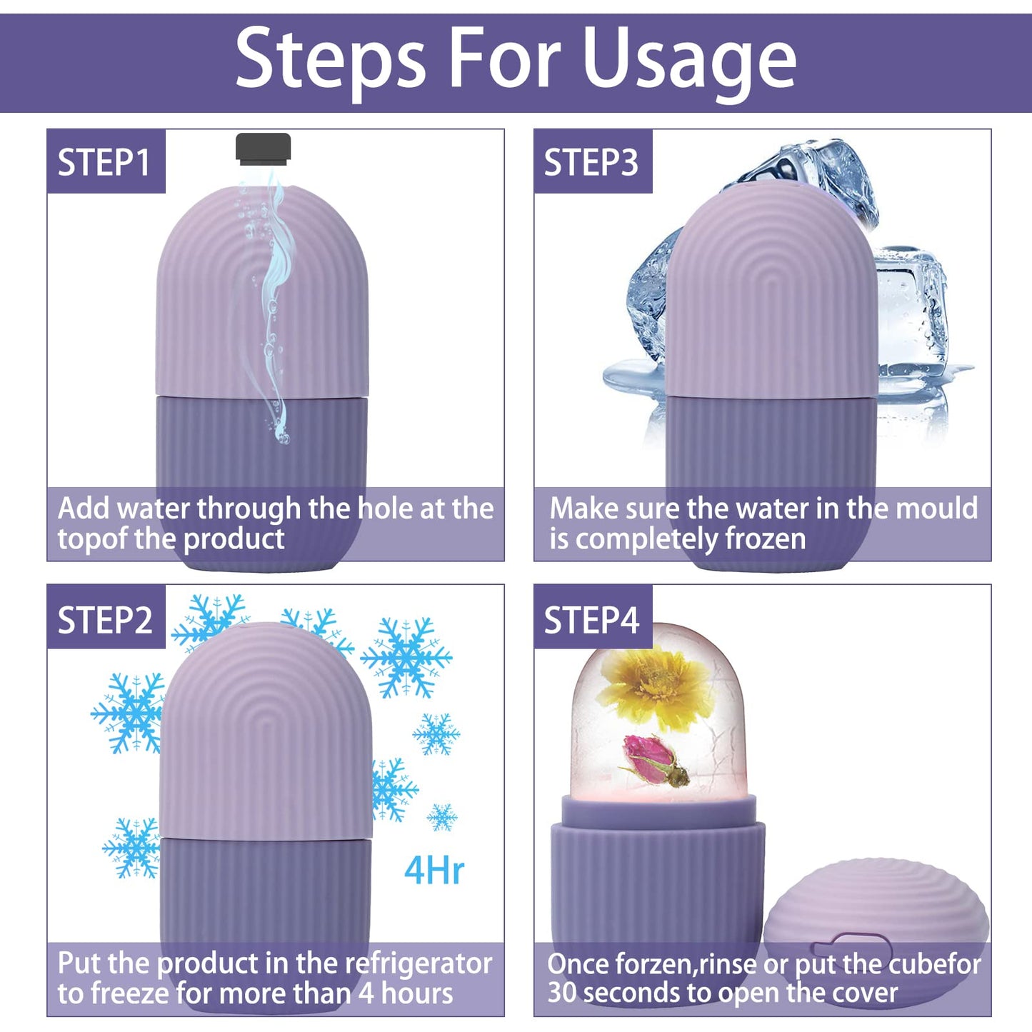 XHJRI Ice Cube Roller Massager for Face, Eyes and Neck Naturally Conditioning and Skin Care,De-Puff Eye Bags,Reduce Migraine Pain,Reusable Massage Silicone Ice Mold (Pink)