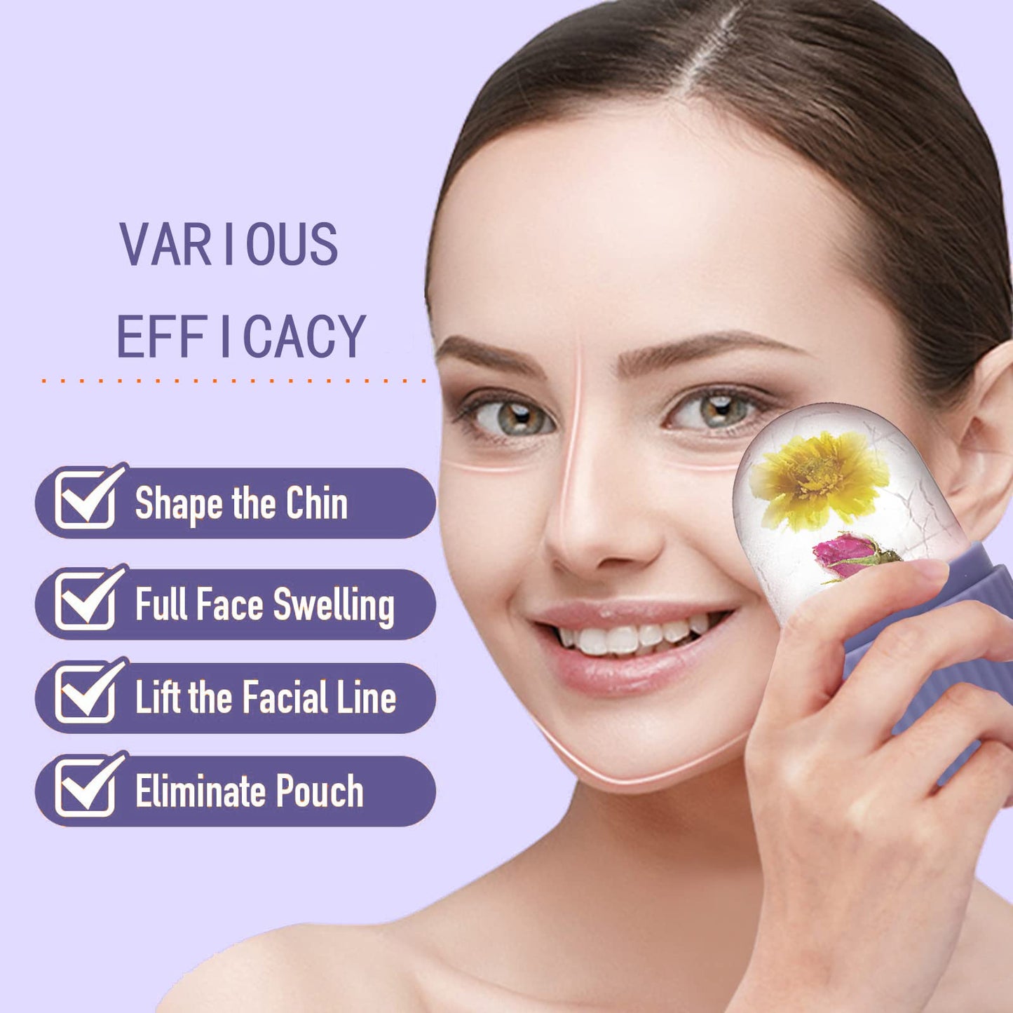 XHJRI Ice Cube Roller Massager for Face, Eyes and Neck Naturally Conditioning and Skin Care,De-Puff Eye Bags,Reduce Migraine Pain,Reusable Massage Silicone Ice Mold (Pink)