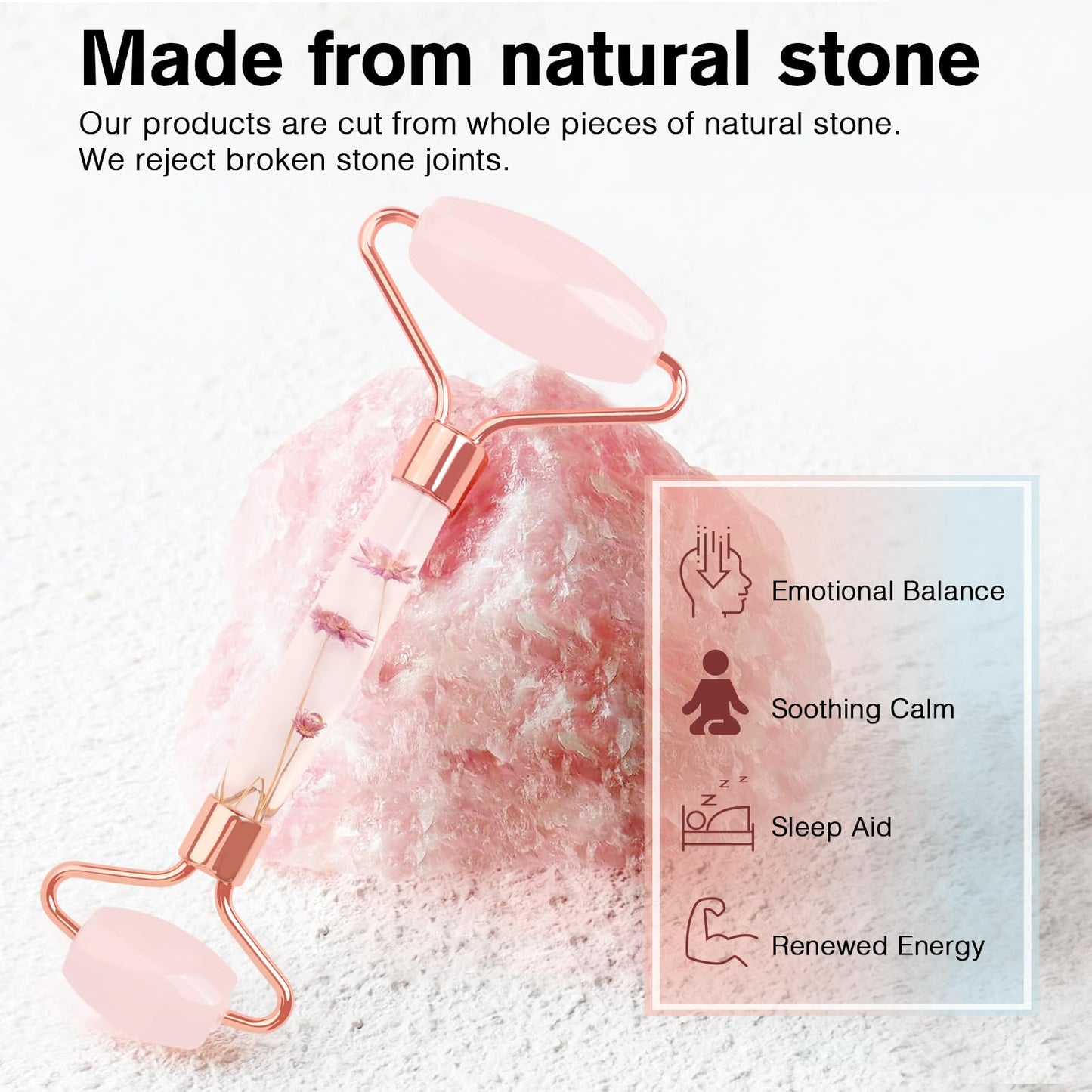 Raffaello Jade Roller for Face, Face Roller Redness Reducing Skin Care Tools, Natural Pink Facial Roller Guasha Face Tool, Massager for Face, Eyes, Neck, Relieve Fine Lines and Wrinkles - Rose Quartz