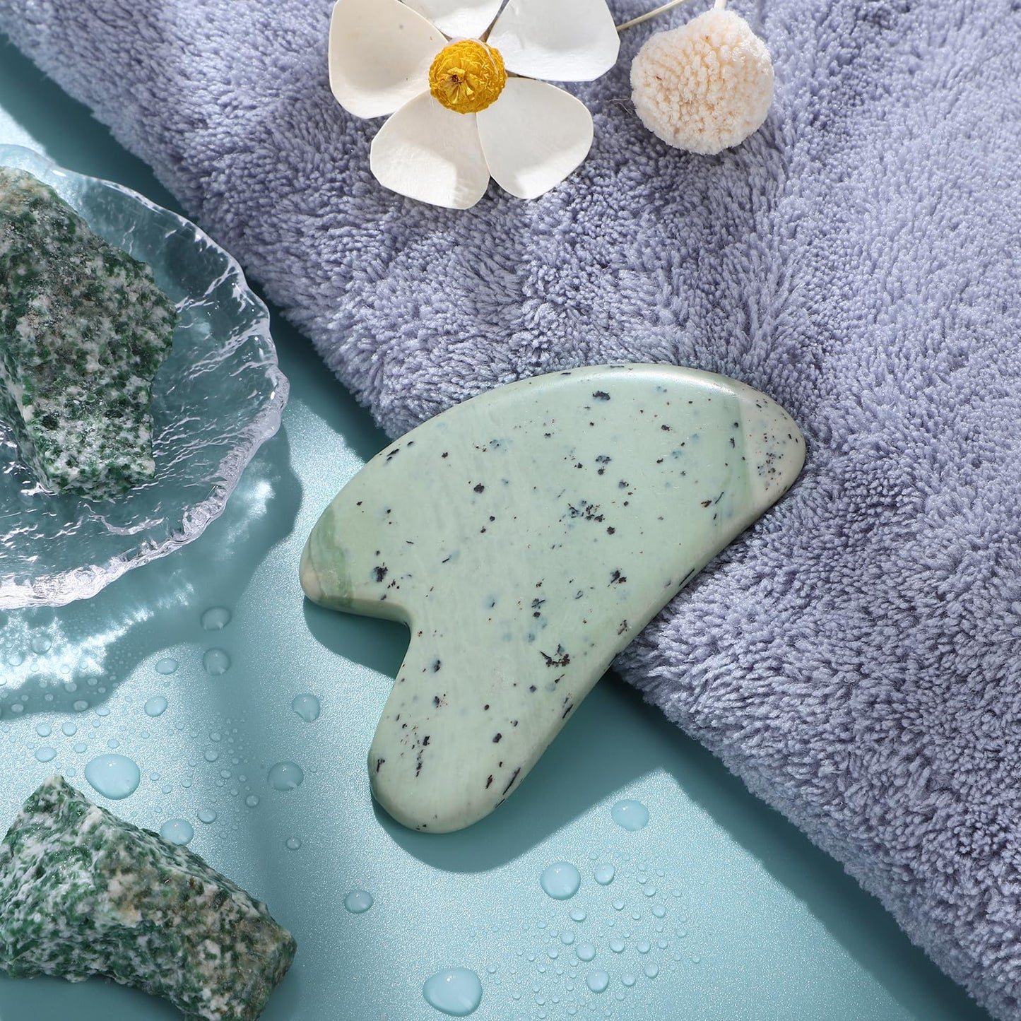 rosenice Gua Sha Facial Tools Guasha Tool Gua Sha Jade Stone Manual Massage Sticks for Jawline Sculpting and Puffiness Reducing for Face Body Relieve Muscle Tensions Reduce Festive Gifts