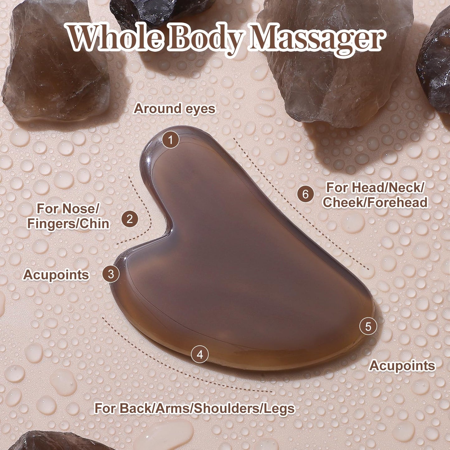 rosenice Gua Sha Facial Tools Guasha Tool Gua Sha Jade Stone Manual Massage Sticks for Jawline Sculpting and Puffiness Reducing for Face Body Relieve Muscle Tensions Reduce Festive Gifts