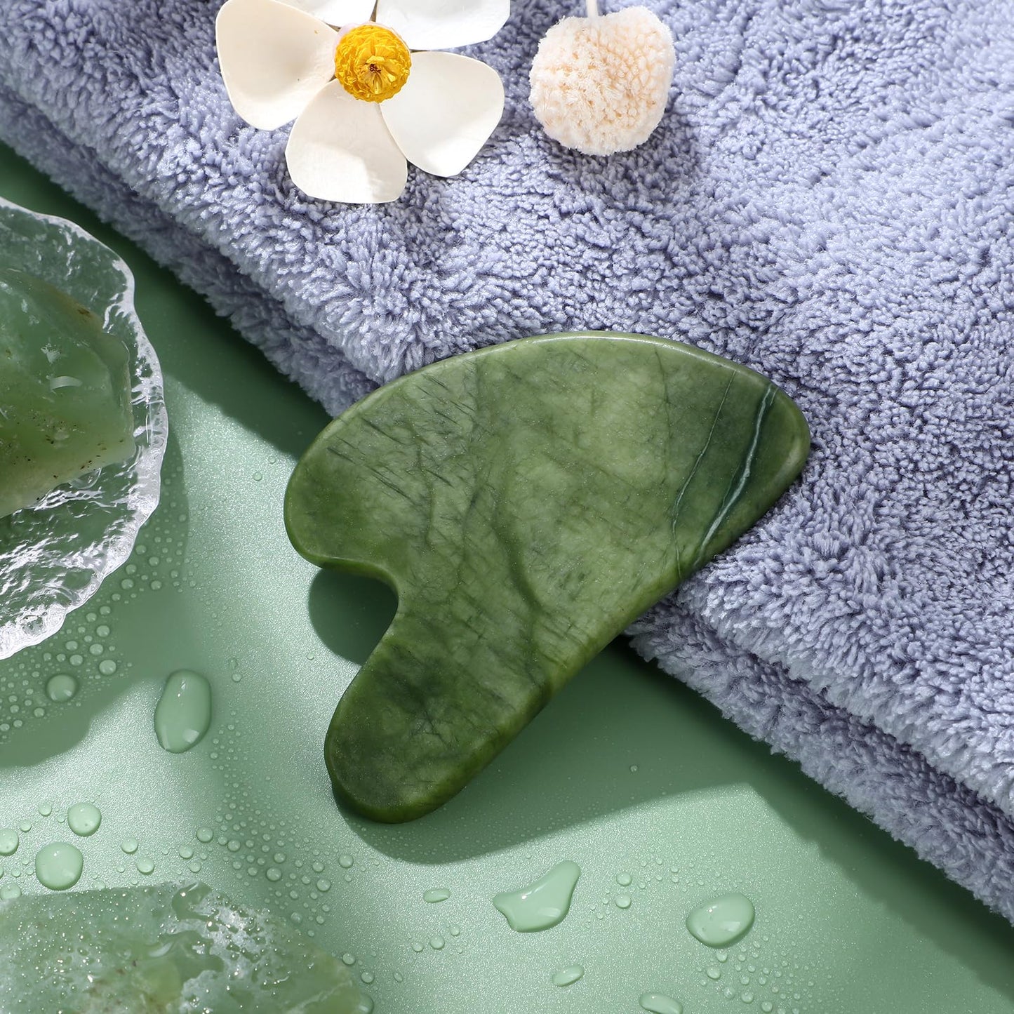 rosenice Gua Sha Facial Tools Guasha Tool Gua Sha Jade Stone Manual Massage Sticks for Jawline Sculpting and Puffiness Reducing for Face Body Relieve Muscle Tensions Reduce Festive Gifts