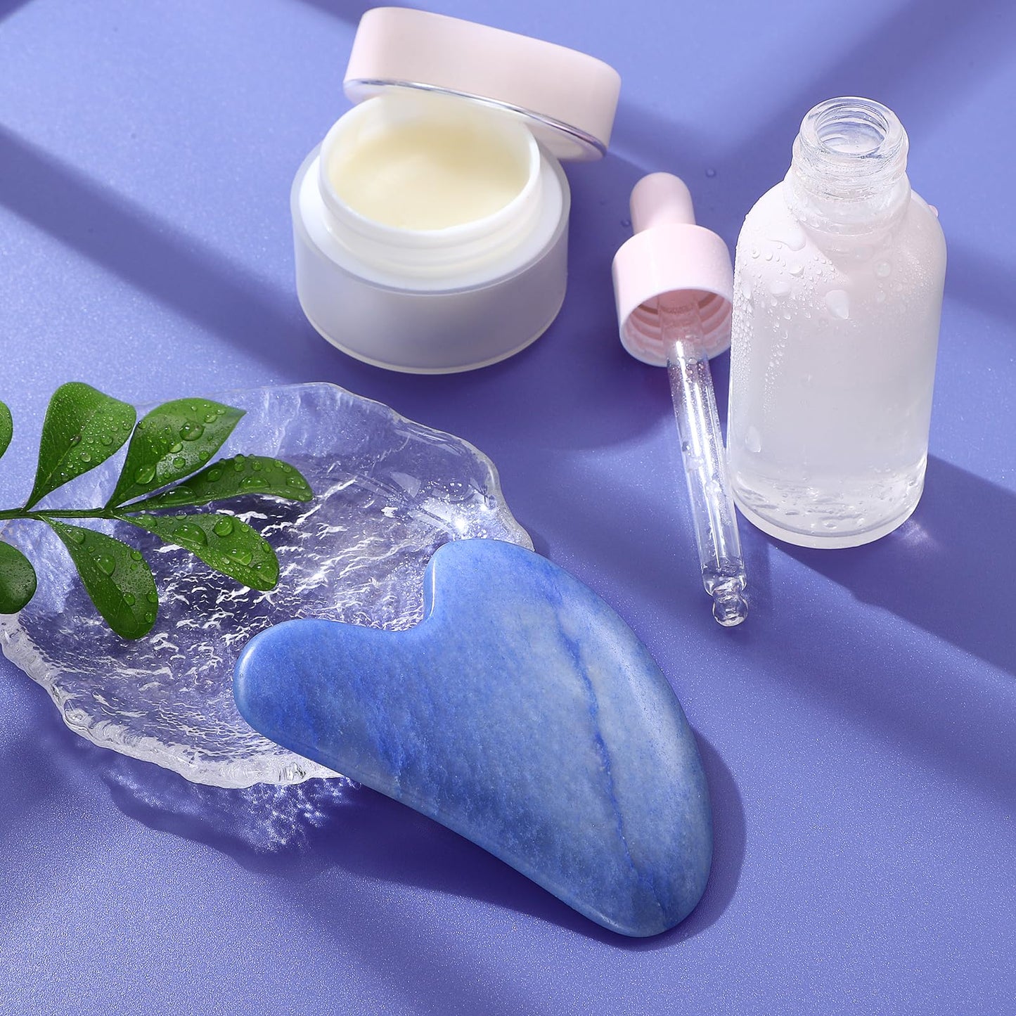 rosenice Gua Sha Facial Tools Guasha Tool Gua Sha Jade Stone Manual Massage Sticks for Jawline Sculpting and Puffiness Reducing for Face Body Relieve Muscle Tensions Reduce Festive Gifts