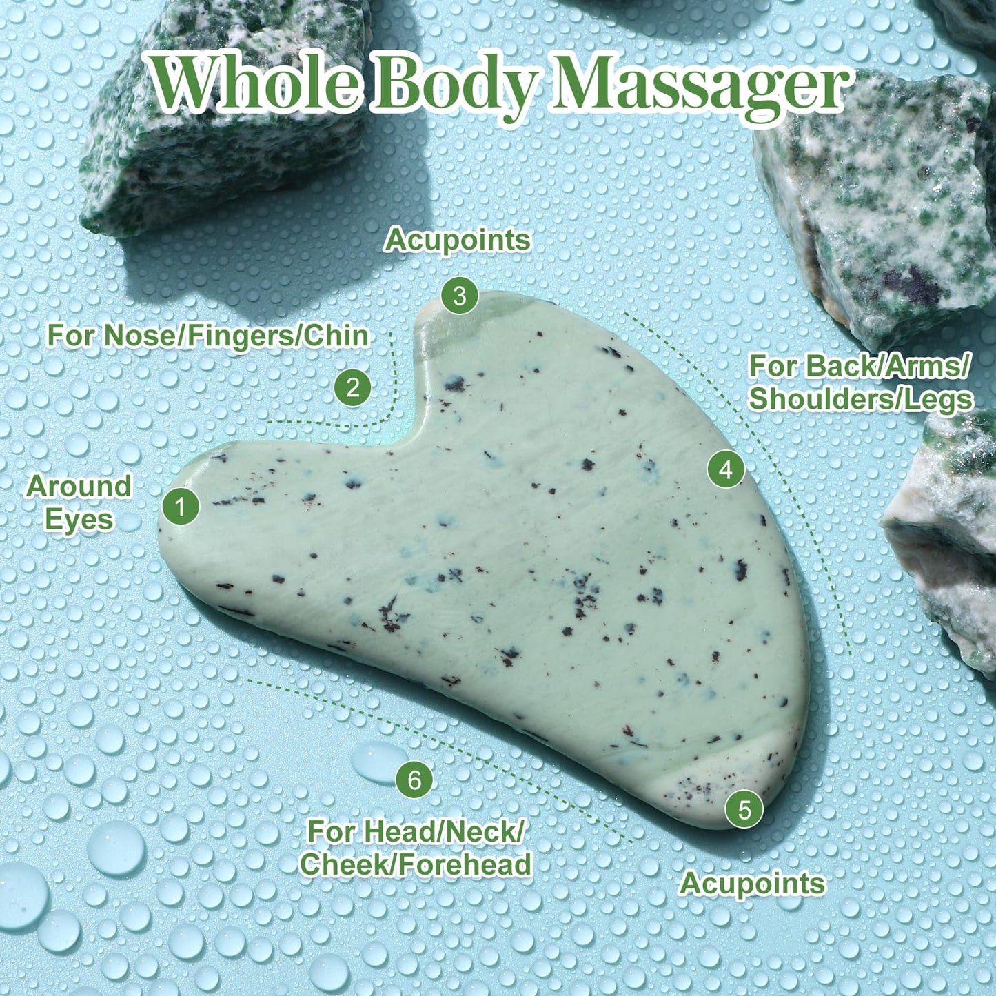 rosenice Gua Sha Facial Tools Guasha Tool Gua Sha Jade Stone Manual Massage Sticks for Jawline Sculpting and Puffiness Reducing for Face Body Relieve Muscle Tensions Reduce Festive Gifts
