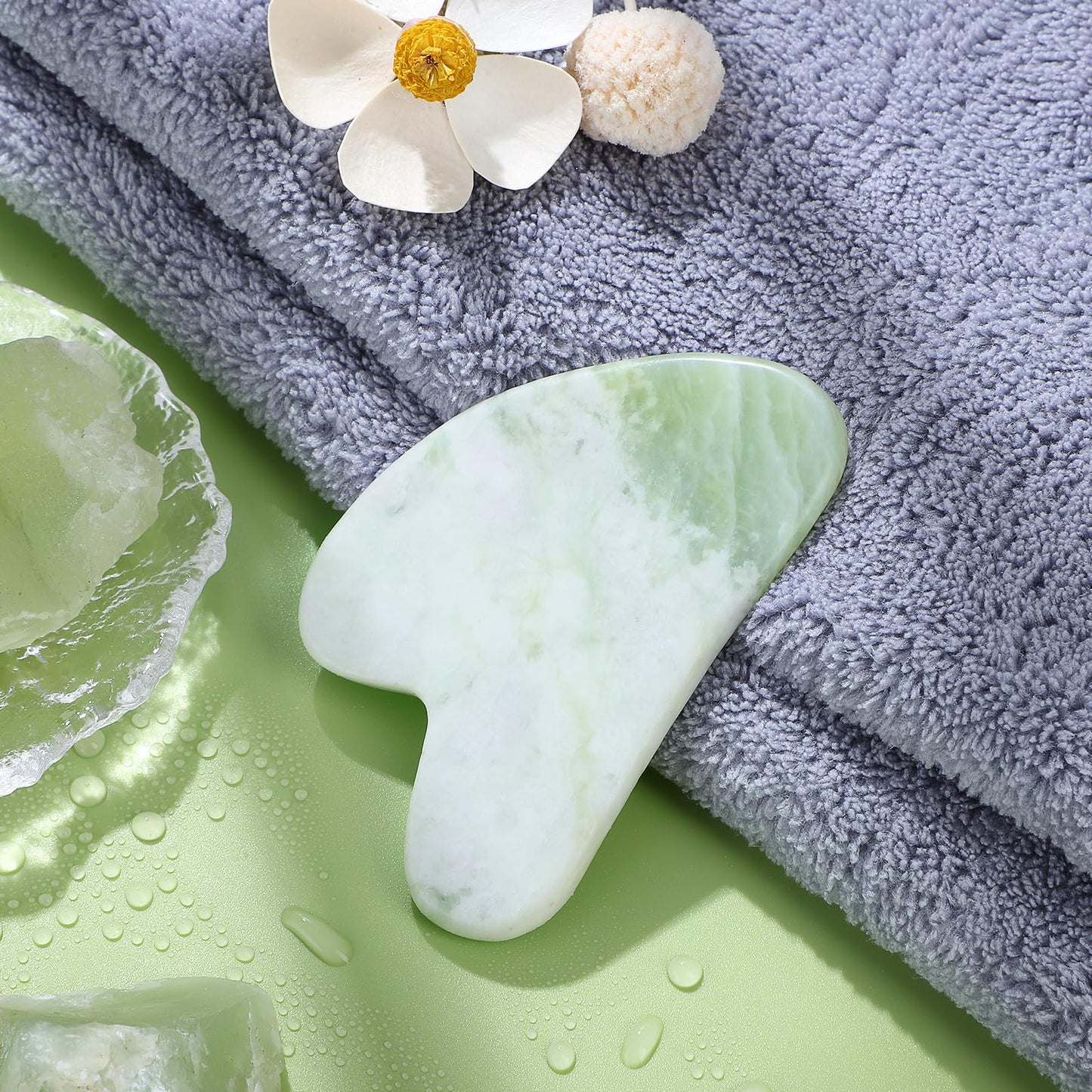 rosenice Gua Sha Facial Tools Guasha Tool Gua Sha Jade Stone Manual Massage Sticks for Jawline Sculpting and Puffiness Reducing for Face Body Relieve Muscle Tensions Reduce Festive Gifts