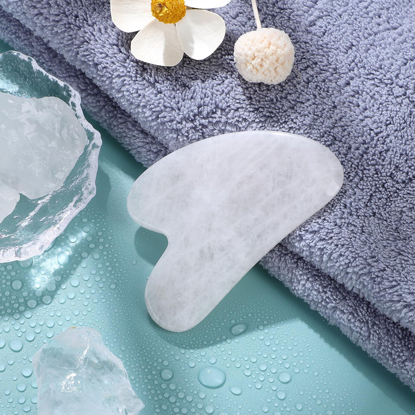 rosenice Gua Sha Facial Tools Guasha Tool Gua Sha Jade Stone Manual Massage Sticks for Jawline Sculpting and Puffiness Reducing for Face Body Relieve Muscle Tensions Reduce Festive Gifts